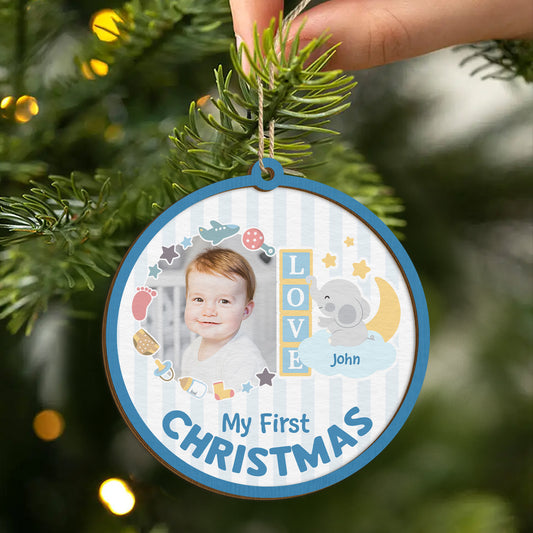 5550OUS2 personalized 2 layered wooden ornament babys 1st christmas gifts 5550O5Q5K