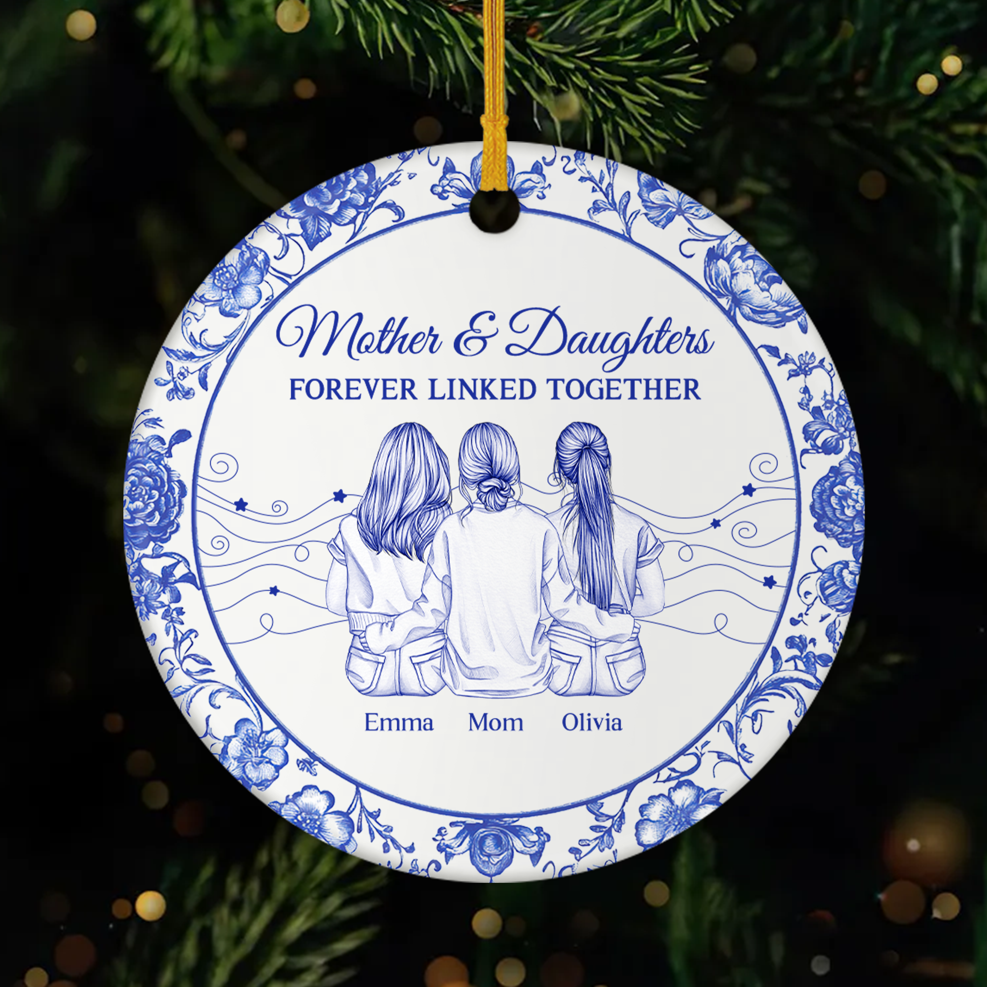 5551OUS1 custom mom gifts forever linked together_ ceramic ornaments 5551O5Z5A