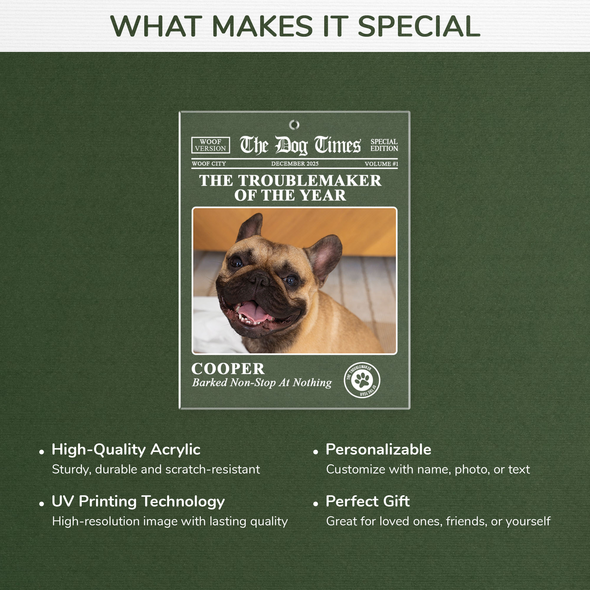 5560OUS4 personalized gifts for dog lovers magazine photo acrylic ornament 5560O