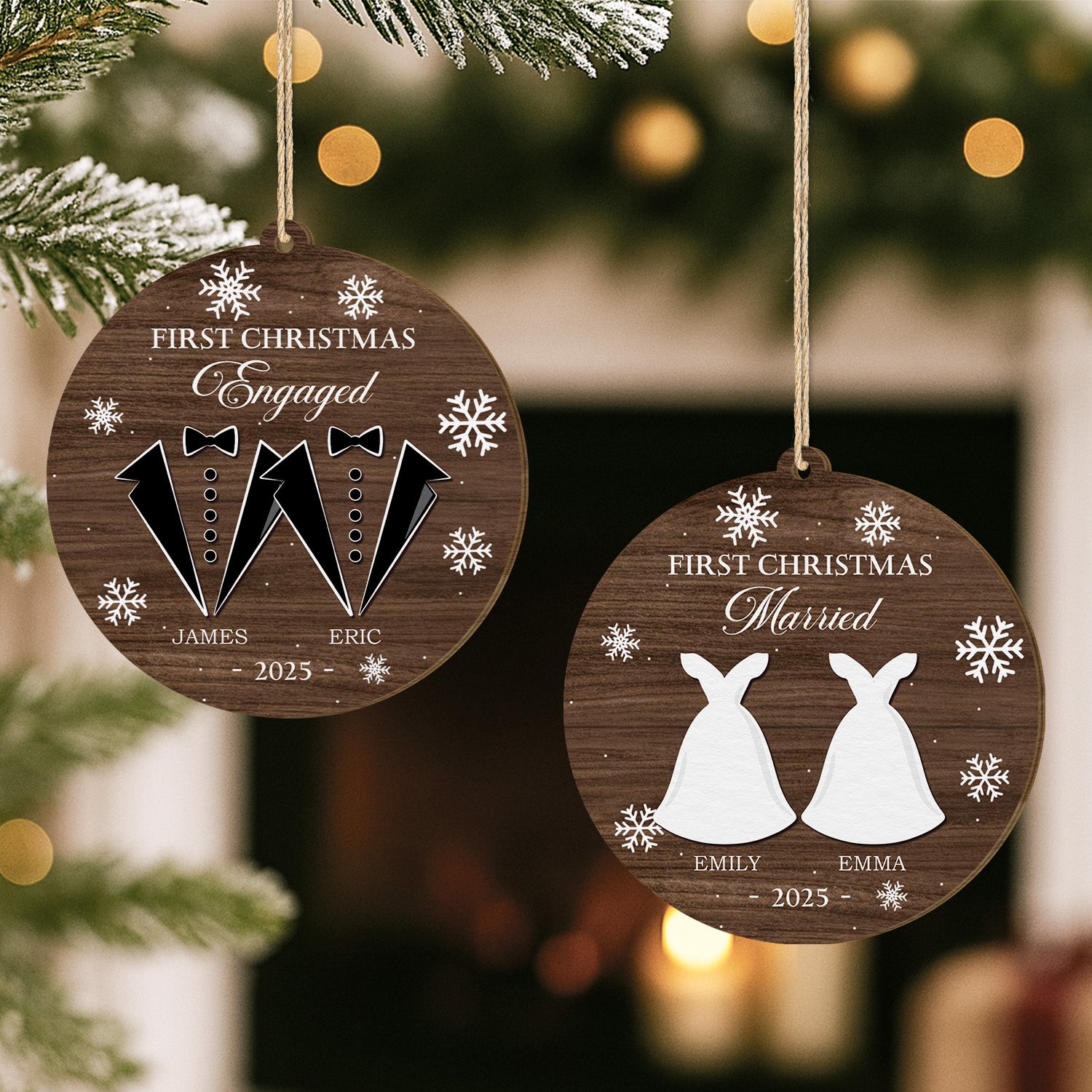 5565OUS2 custom 1 layered wood ornament first christmas married ornament 5565O6QAG