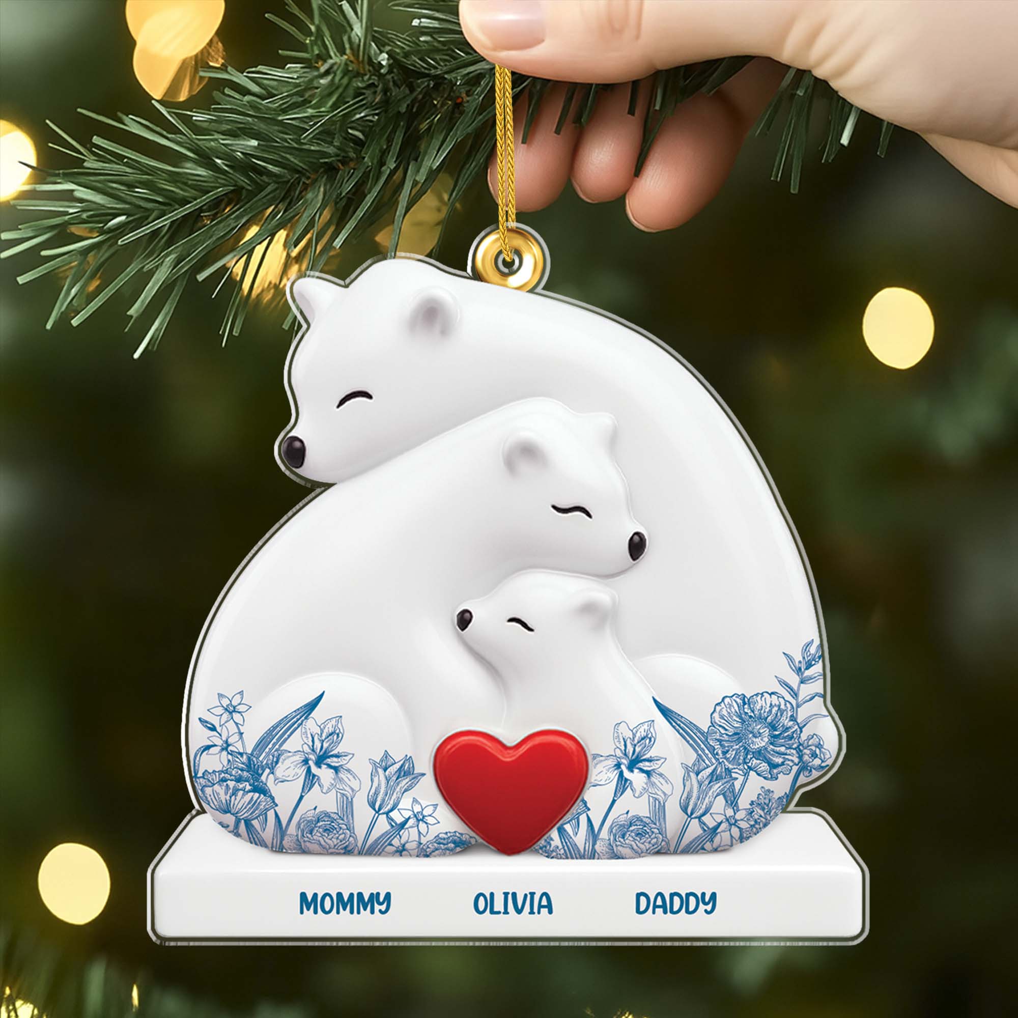 5566OUS2 personalized family gifts bear family acrylic ornament 5566O