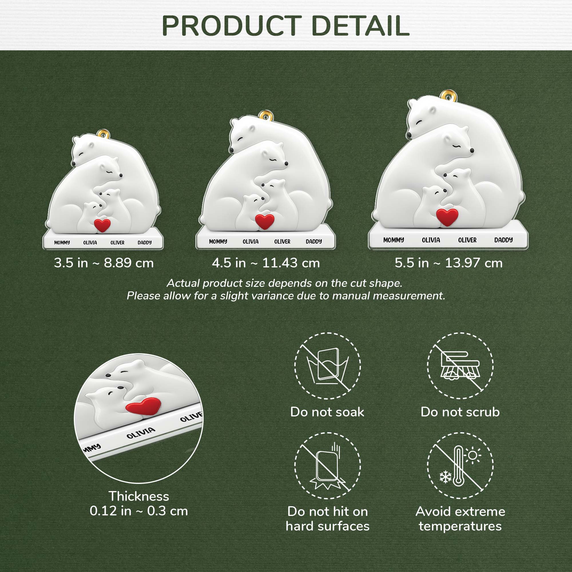 5566OUS3 personalized family gifts bear family acrylic ornament 5566O