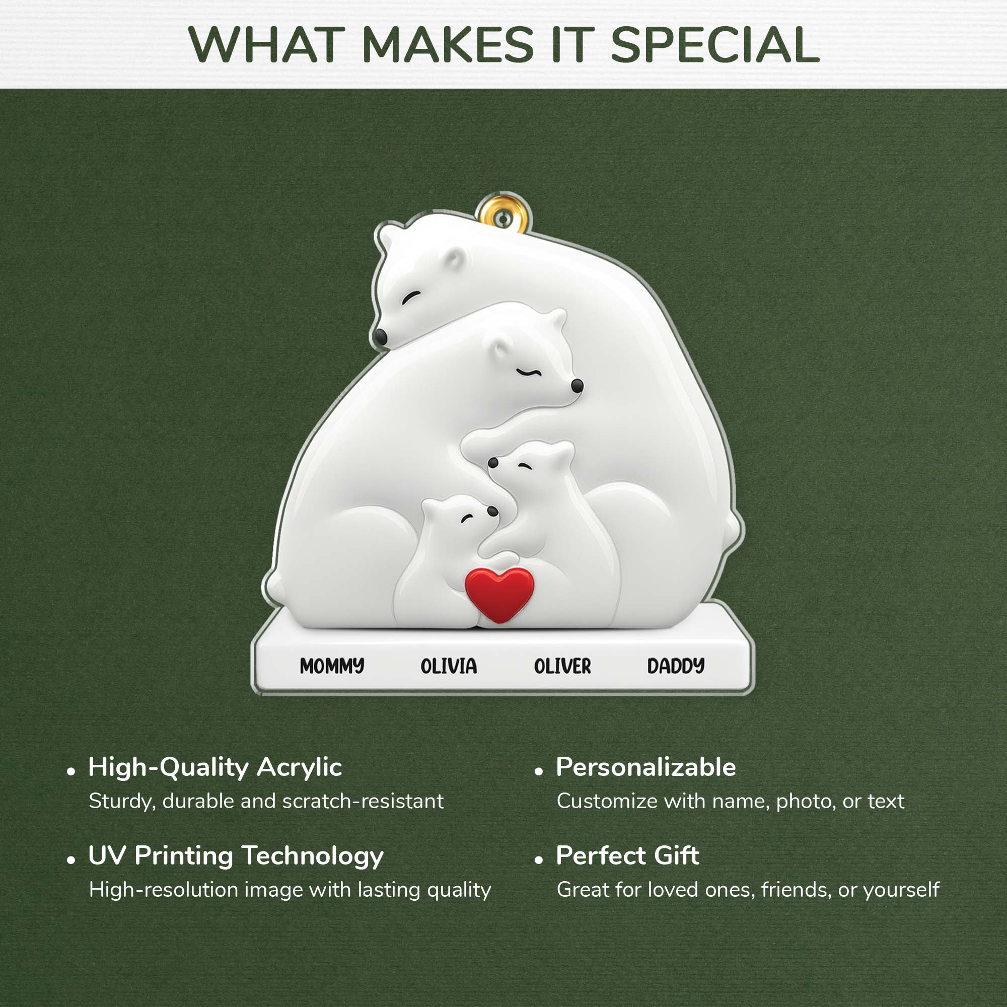 5566OUS4 personalized family gifts bear family acrylic ornament 5566O