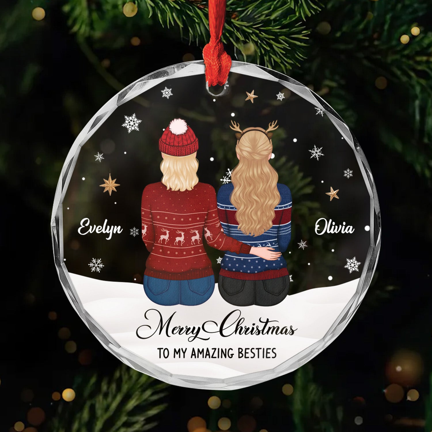 5568OUS1 personalized xmas gifts for friends merry christmas glass ornament 5568O
