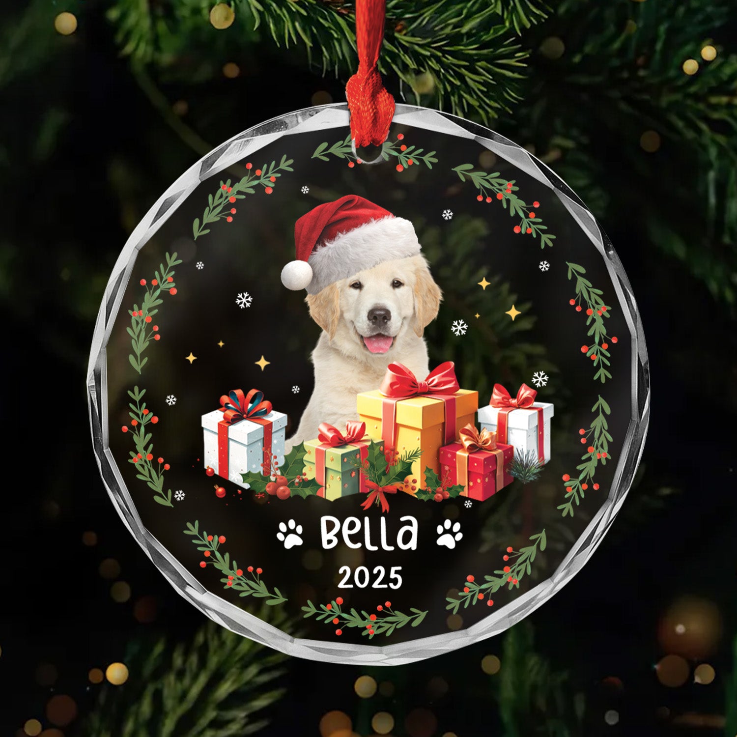 5571OUS1 custom glass photo ornaments christmas gifts for a dog lover 5571OKVAC