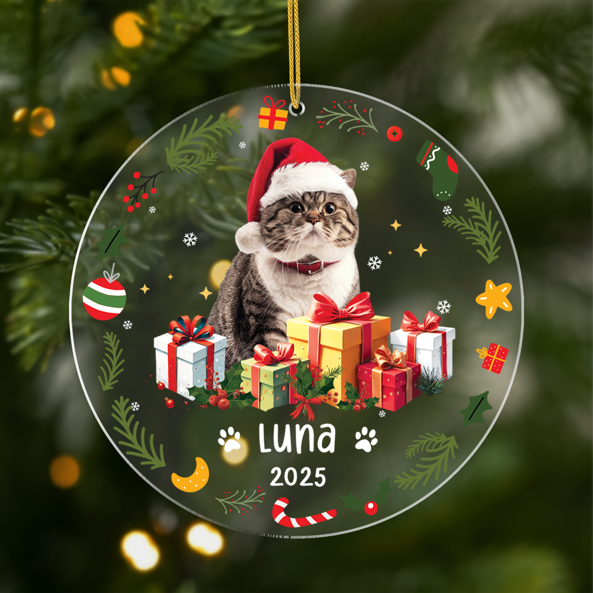 5571OUS1 personalized acrylic christmas ornaments cat photo ornament 5571OKZ5D