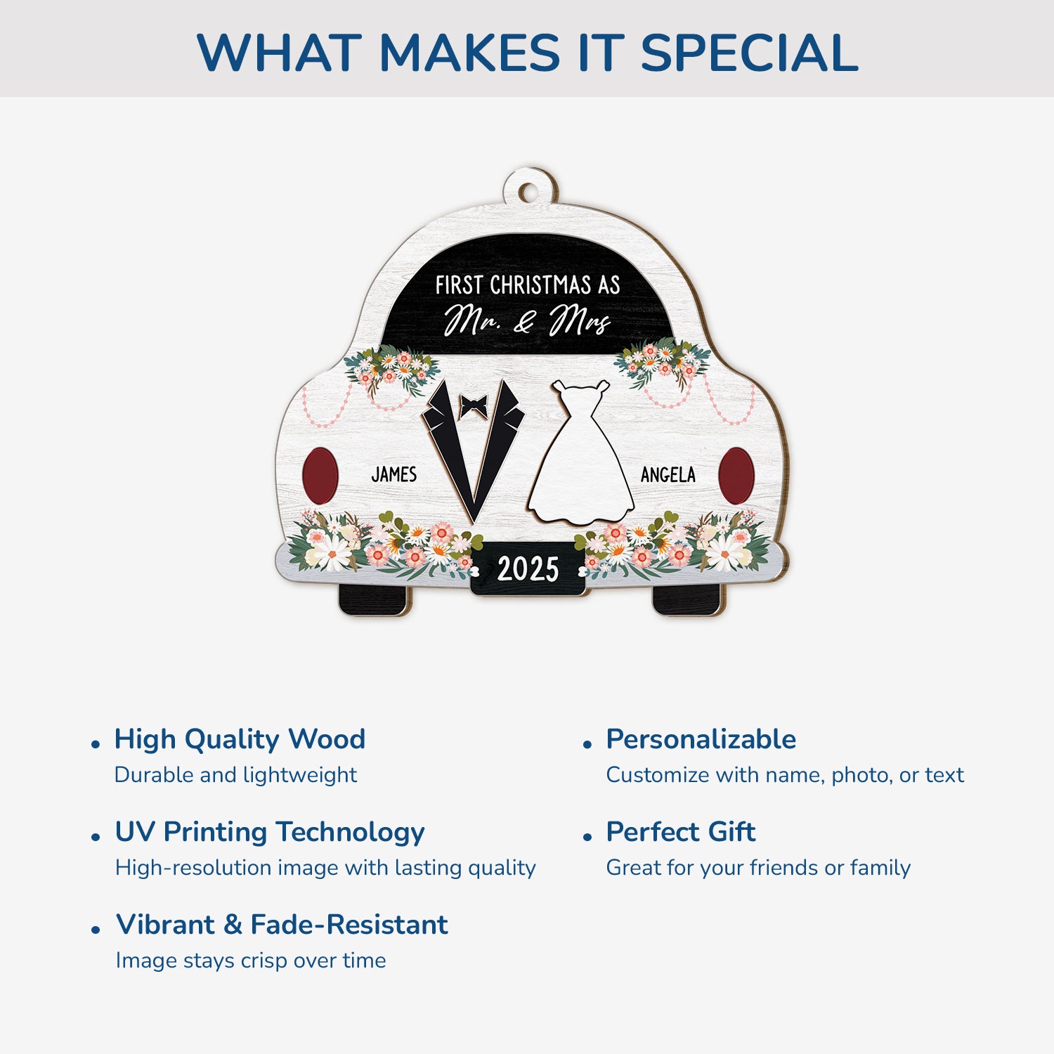 5577OUS4 custom 1 layered wood ornament first christmas married gifts 5577O6QNG