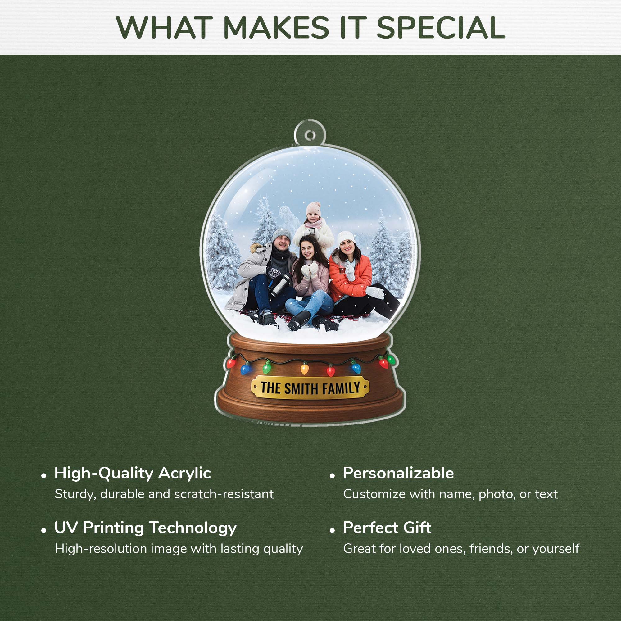 5587OUS4 custom family gifts acrylic snow globe christmas ornament_ 5587OTVMI