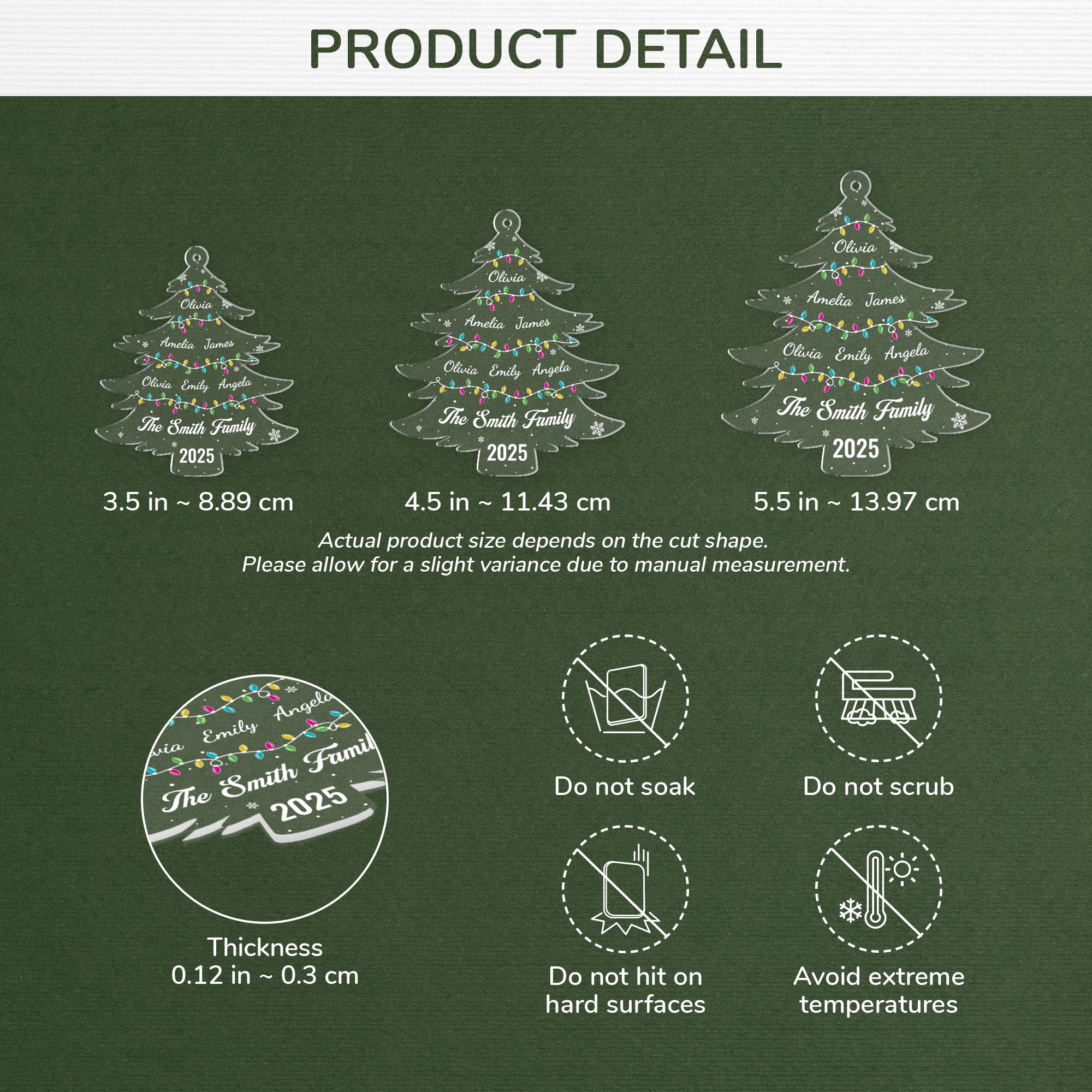 5589OUS3 personalized gifts for family acrylic christmas tree ornaments 5589OTTMI