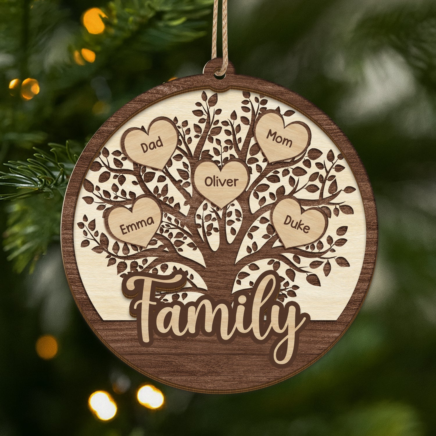 5597OUS1 personalized family tree gifts 2 layered wooden ornaments 5597OKQZI