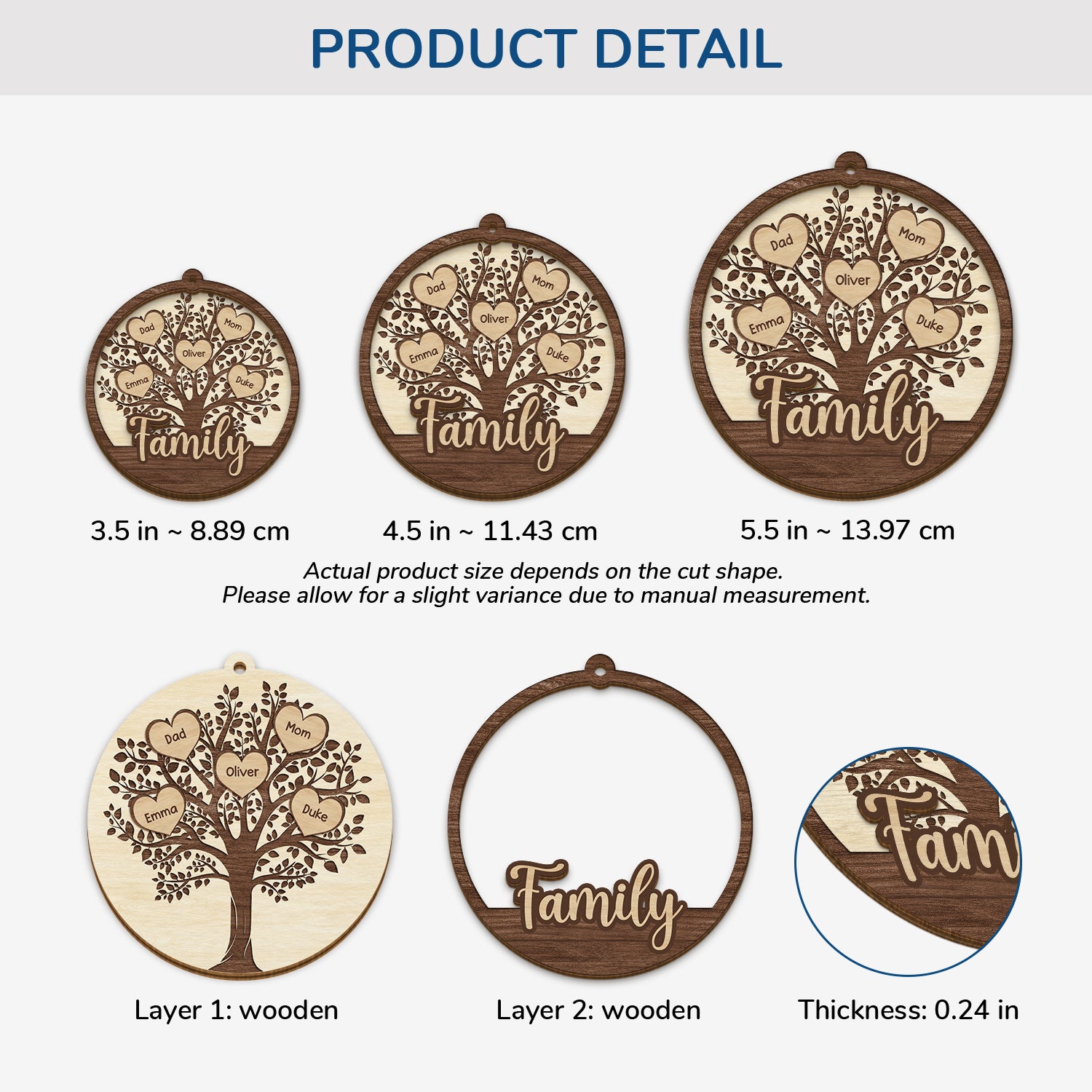 5597OUS3 personalized family tree gifts 2 layered wooden ornaments 5597OKQZI