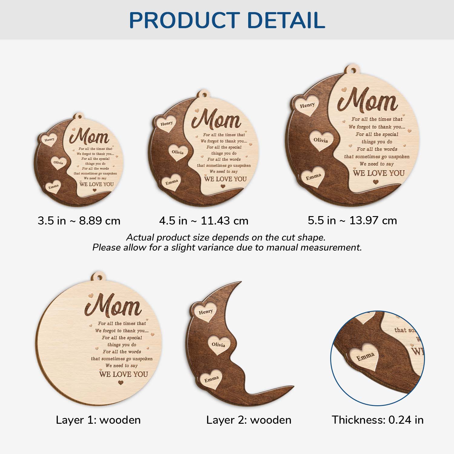 5598OUS3 custom 2 layered wooden ornament gifts for mom sentimental 5598O5QTA