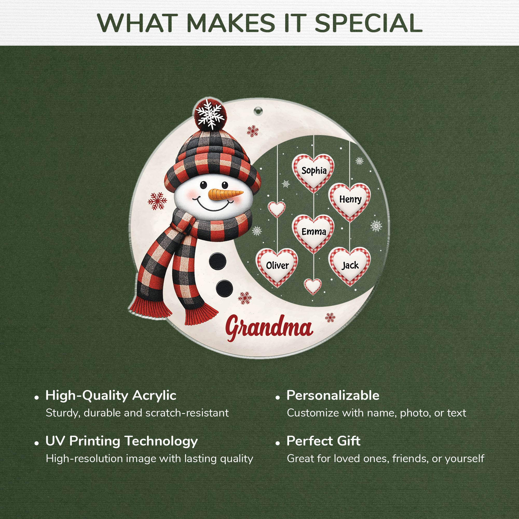 5599OUS4 custom christmas gifts for grandma acrylic snowman ornaments_ 5599O8TZA