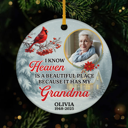 5607OUS1 personalized grandma memorial gifts_ ceramic photo ornament 5607OKHMA