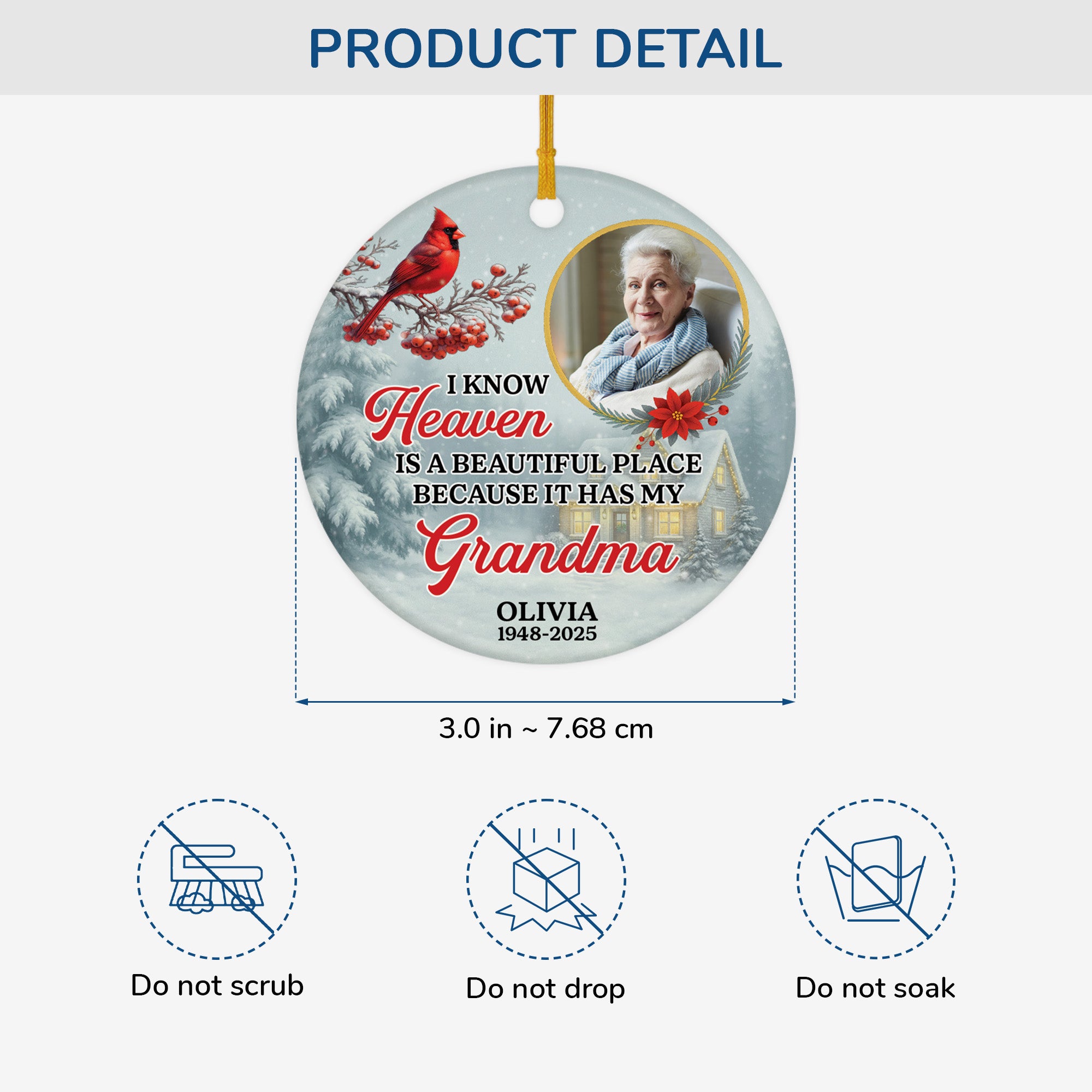 5607OUS3 personalized grandma memorial gifts_ ceramic photo ornament 5607OKHMA