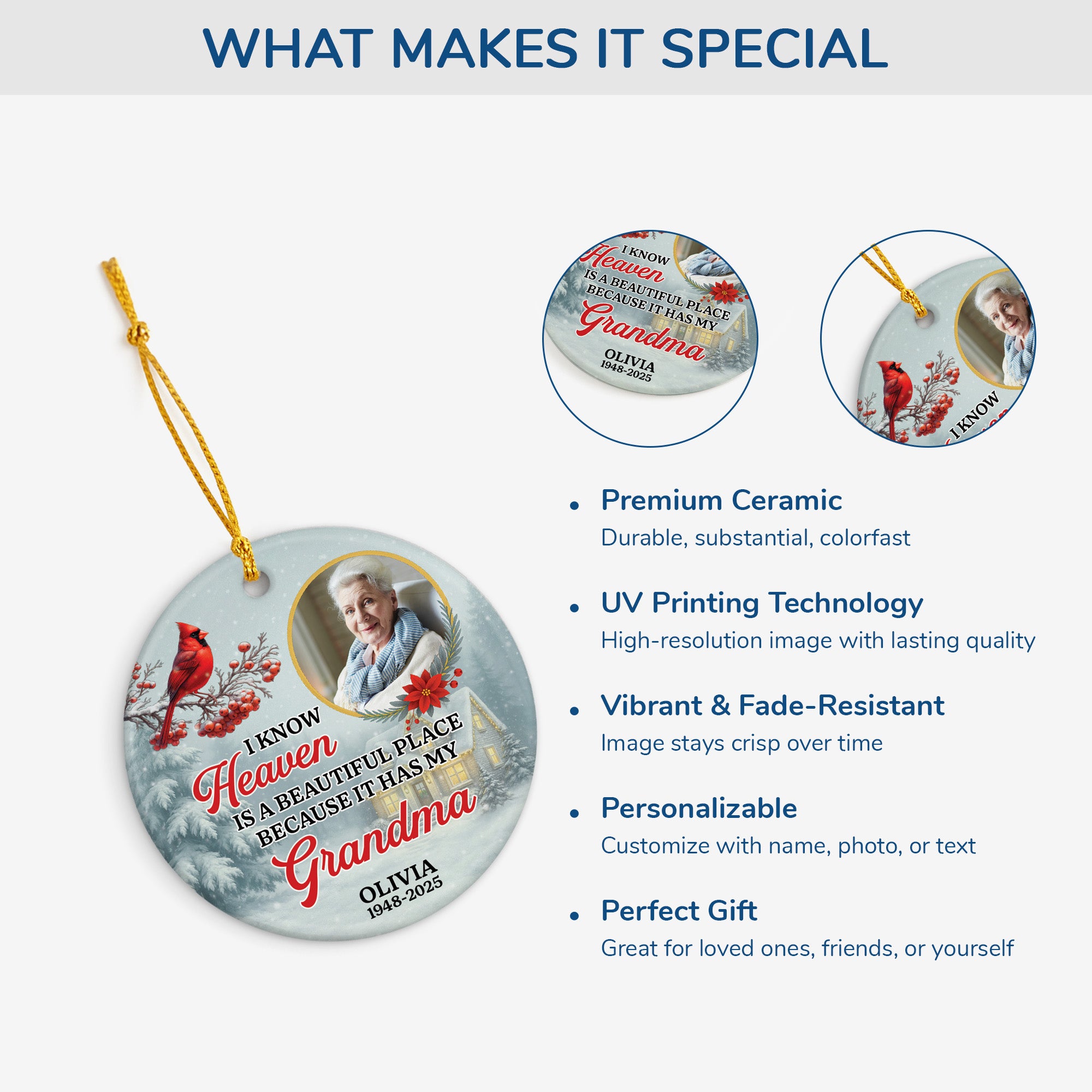 5607OUS4 personalized grandma memorial gifts_ ceramic photo ornament 5607OKHMA