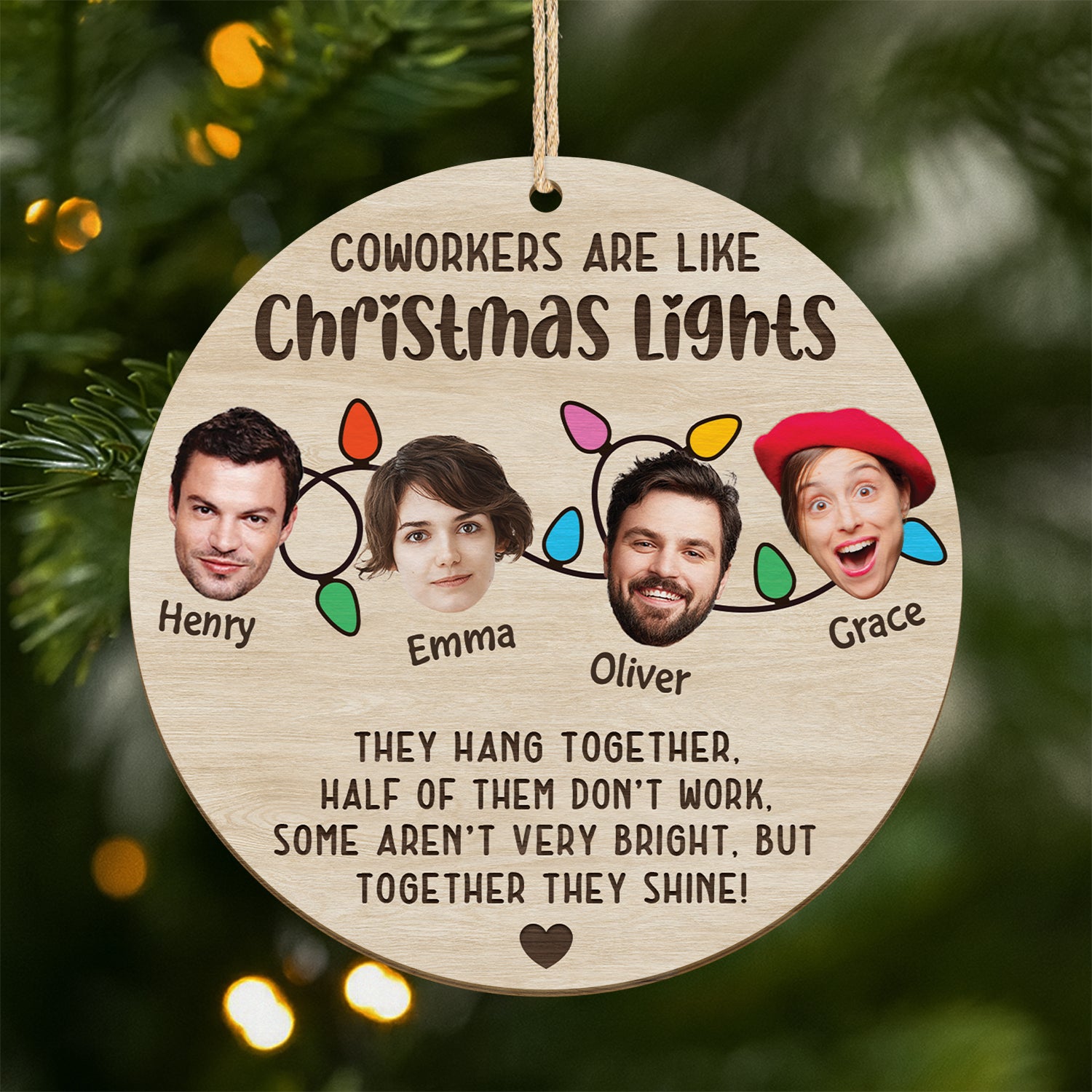 5609OUS1 custom 1 layered wood ornaments with faces funny coworker gifts 5609OTQZO