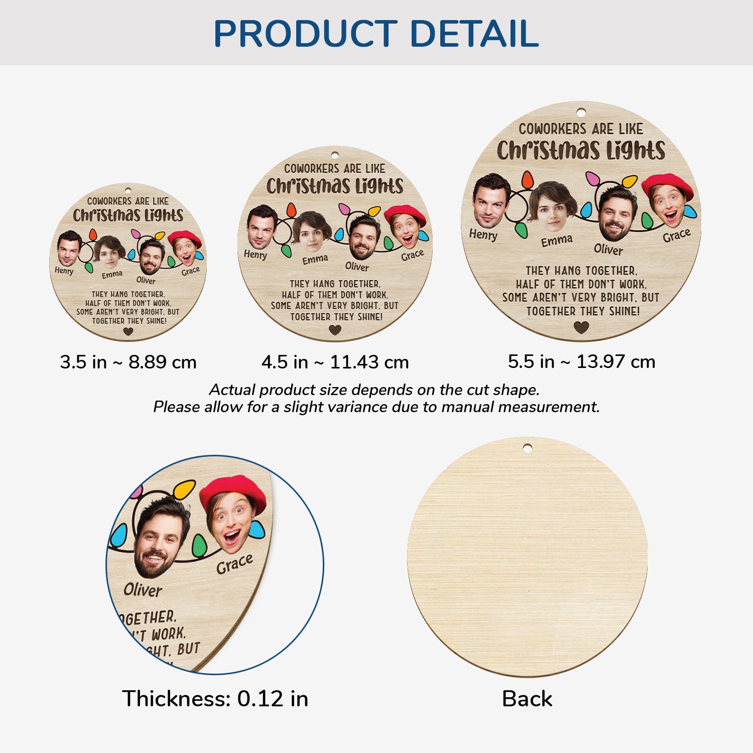 5609OUS3 custom 1 layered wood ornaments with faces funny coworker gifts 5609OTQZO