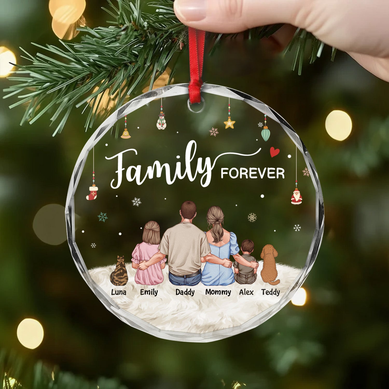 5611OUS2 custom gifts for family with pets glass christmas ornaments 5611O8TNI