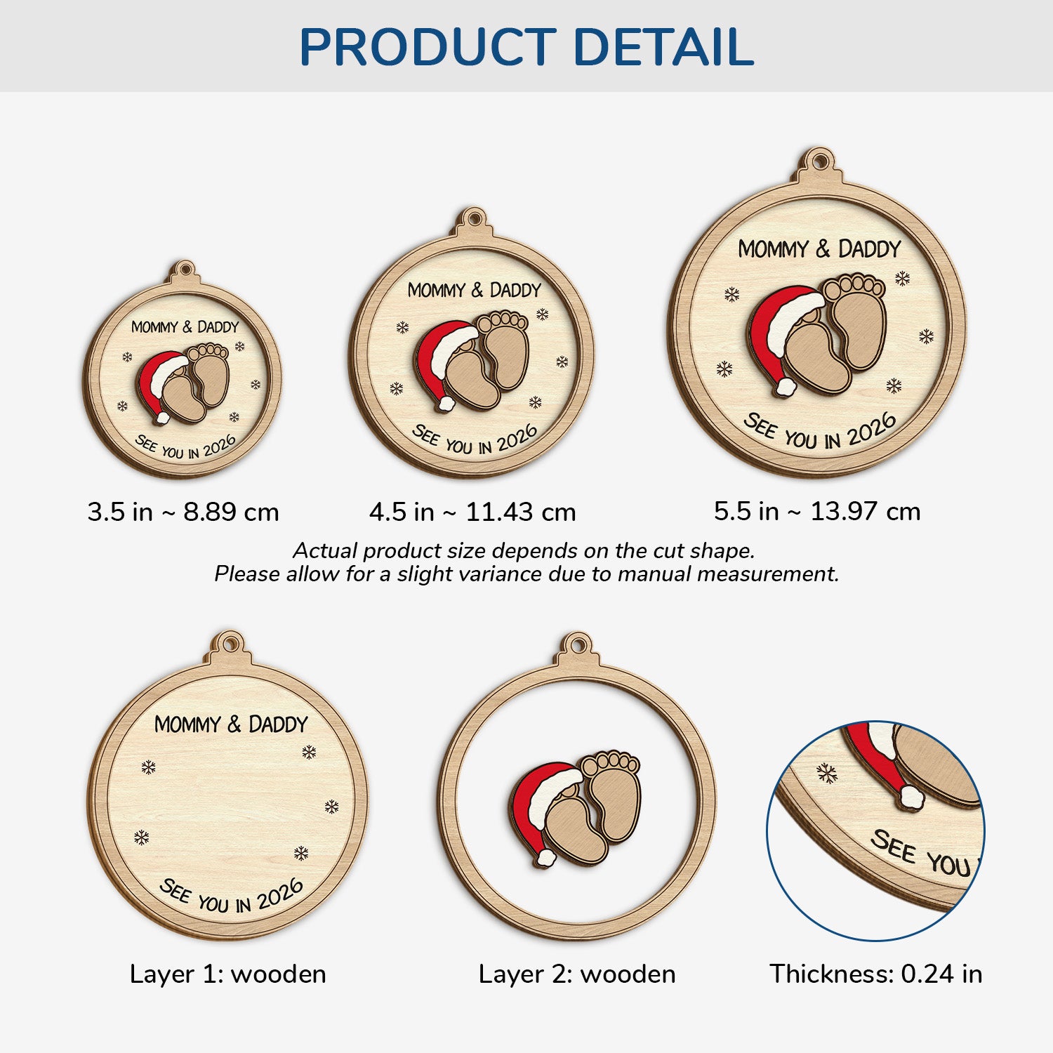 5612OUS3 custom 2 layered wood ornament christmas gift expectant parents_ 5612OKVCA