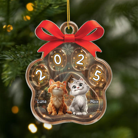 5613OUS1 custom xmas gifts for cat lovers acrylic paw print ornament_ 5613O3LMD