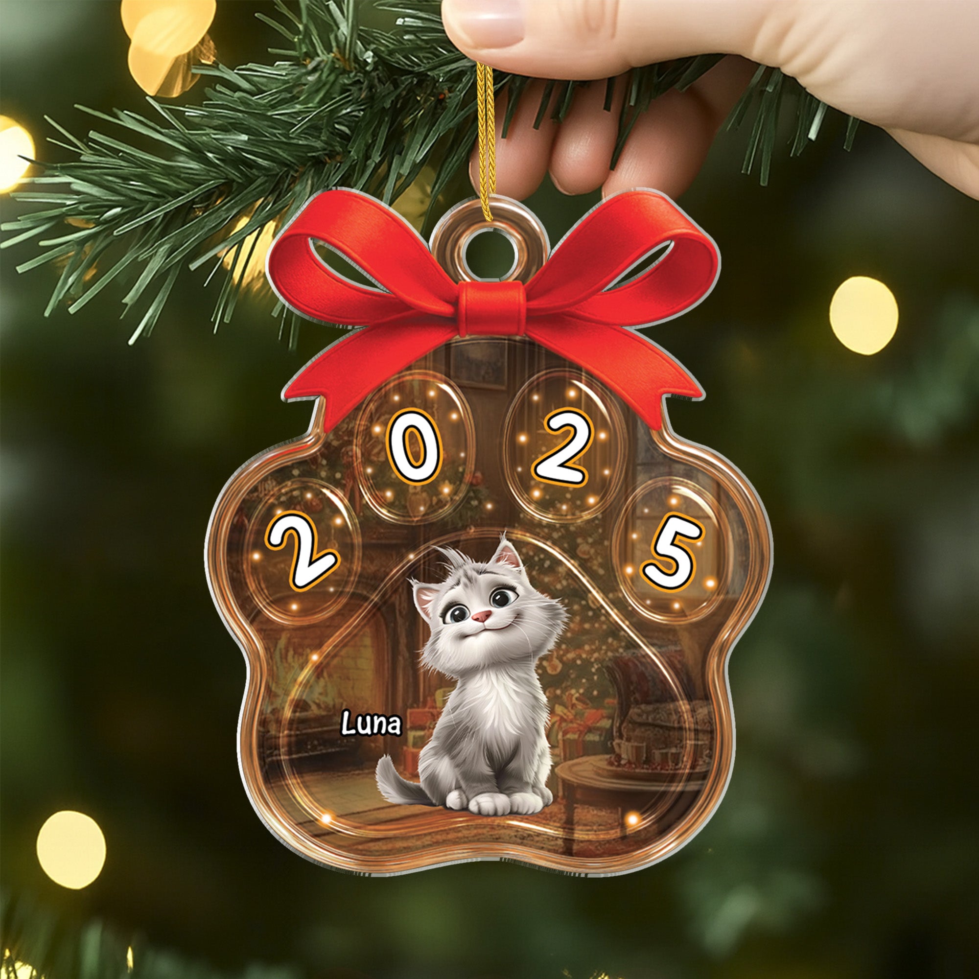 5613OUS2 custom xmas gifts for cat lovers acrylic paw print ornament_ 5613O3LMD