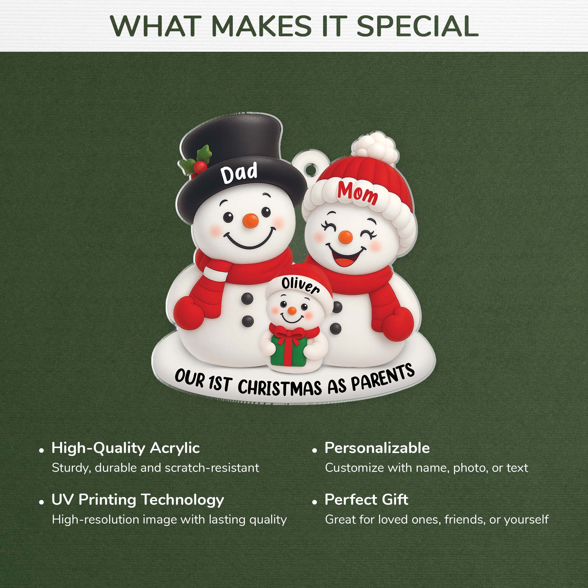 5621OUS4 3d printing effect custom acrylic ornaments first christmas as parents ornaments_ 5621OKVAI