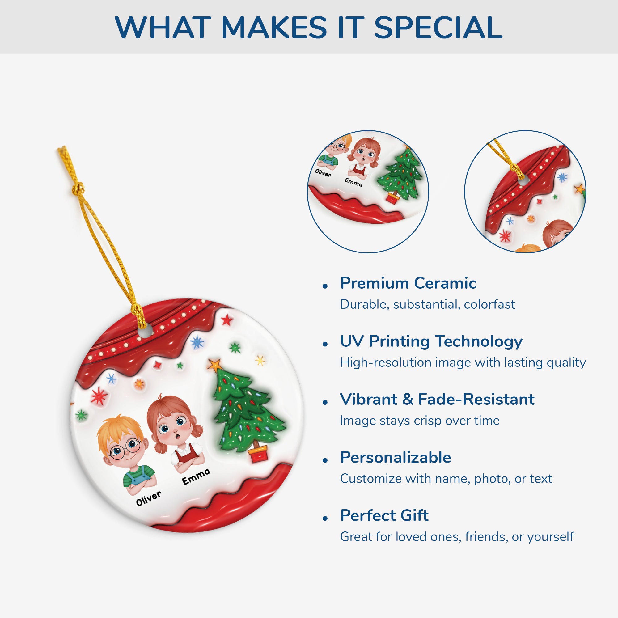 5622OUS4 3d printing effect custom ceramic ornaments christmas gifts for kids 5622O