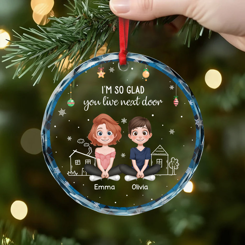 5626OUS2 custom christmas gifts for friends live next door glass ornaments 5626O8TMF