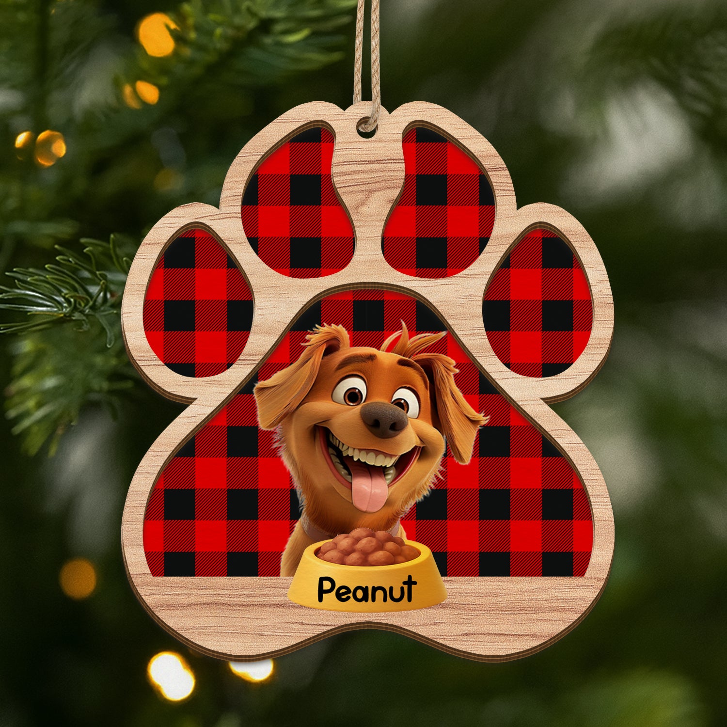 5629OUS1 personalized dog gifts for humans 2 layered wood xmas ornaments 5629O8MZC