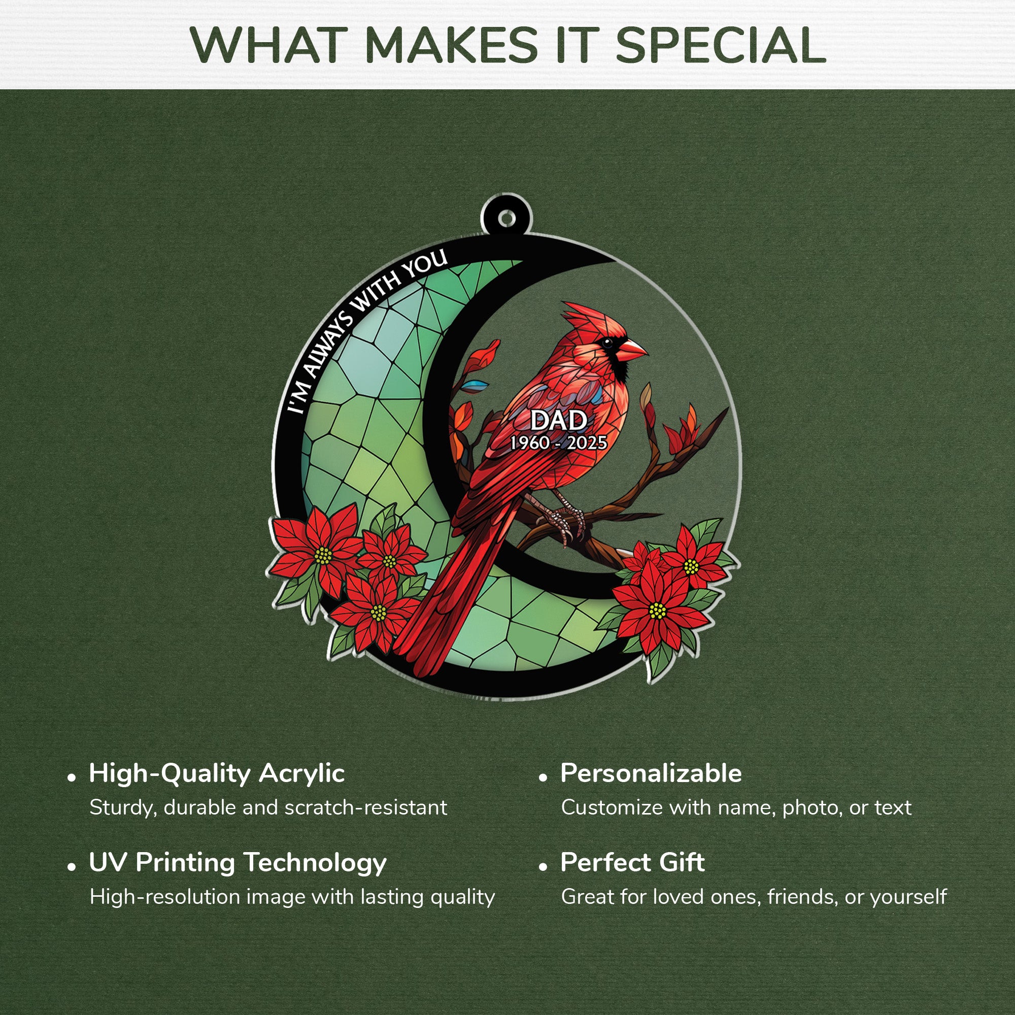 5630OUS4 custom memorial gifts for loss of dad acrylic cardinal ornament 5630O8QMB