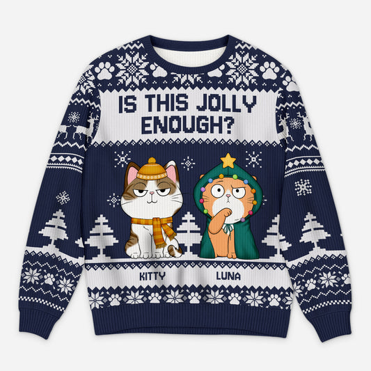 5634WUS1 personalized cat ugly christmas sweater is this jolly enough 5634W8YZD