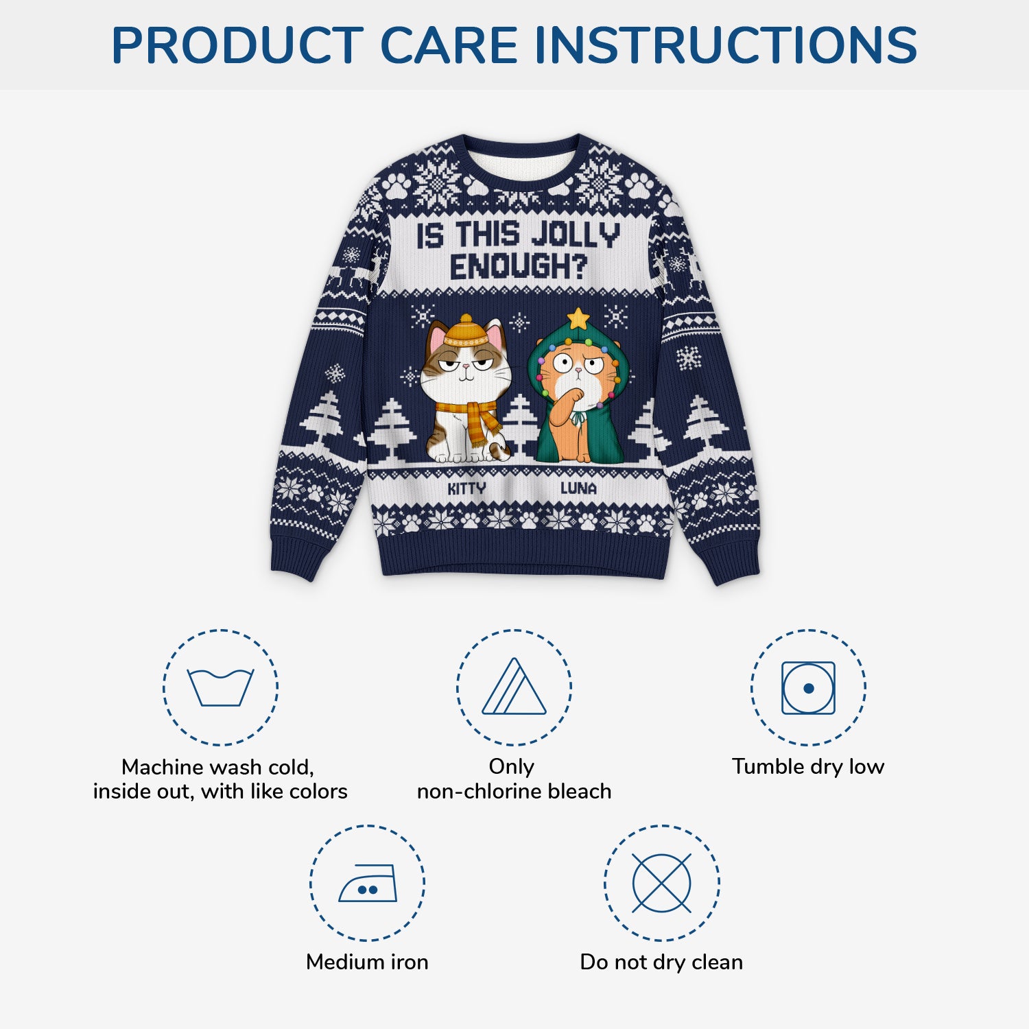 5634WUS4 personalized cat ugly christmas sweater is this jolly enough 5634W8YZD