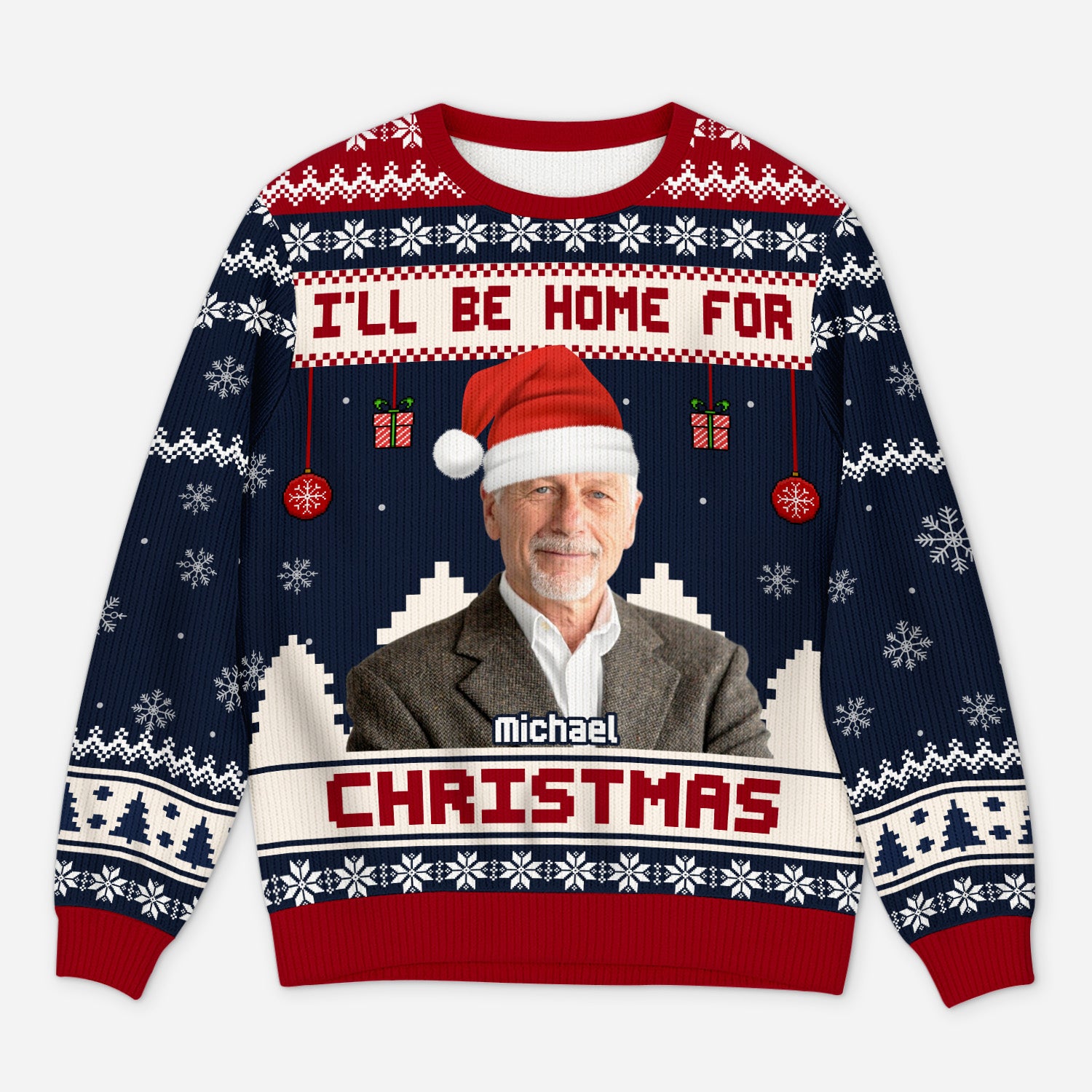 5637WUS1 custom photo ugly christmas sweater ill be home for christmas_ 5637W8VTB_5ae31b78 491b 4603 8216 829871837734
