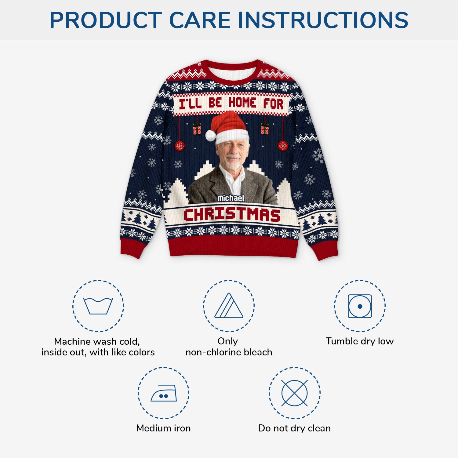 5637WUS4 custom photo ugly christmas sweater ill be home for christmas_ 5637W8VTB_e200e8d7 33f5 4c3c b7c4 d4831670e75e