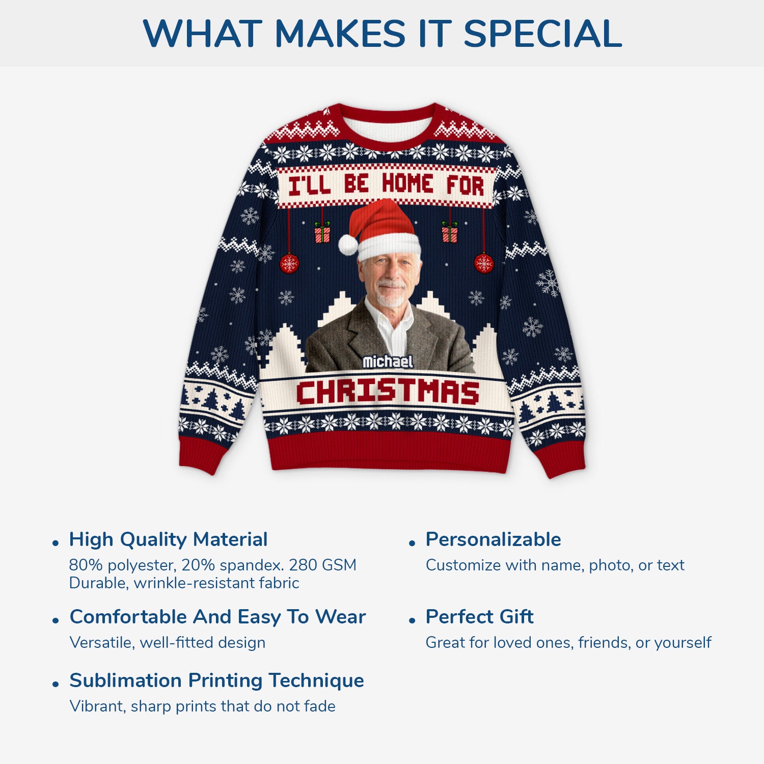 5637WUS5 custom photo ugly christmas sweater ill be home for christmas_ 5637W8VTB_30af4019 8208 4410 97f5 c2858c532140