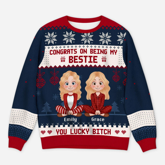 5638WUS1 personalized ugly christmas sweater congrats on being my bestie 5638W8VAF
