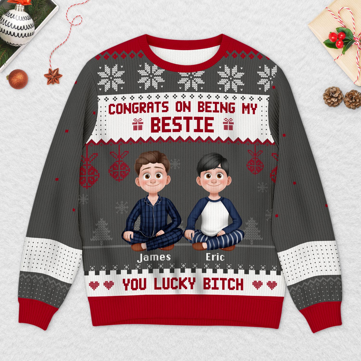 5638WUS2 personalized ugly christmas sweater congrats on being my bestie 5638W8VAF