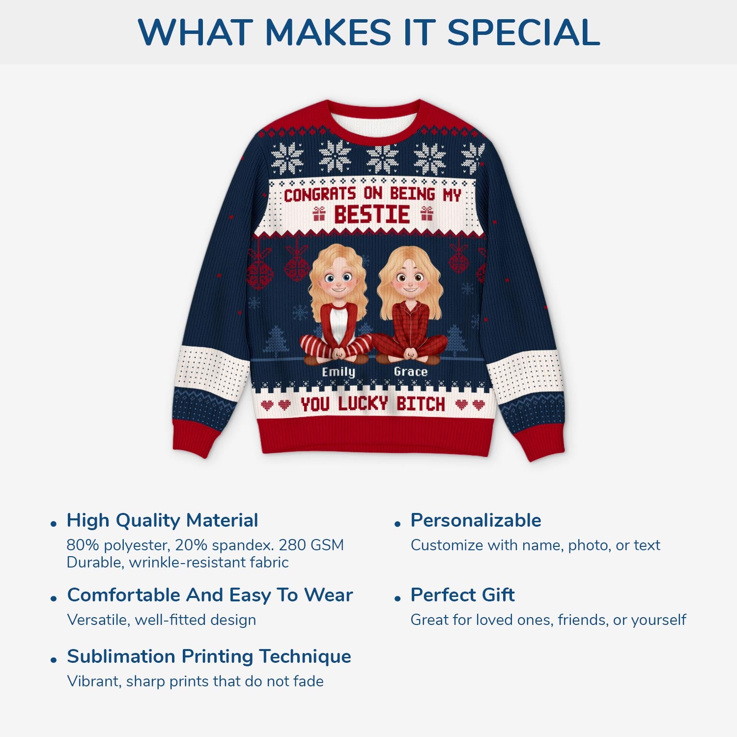 5638WUS5 personalized ugly christmas sweater congrats on being my bestie 5638W8VAF