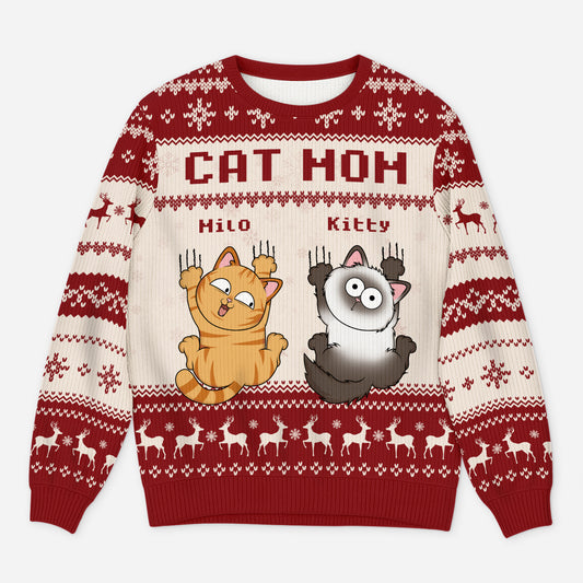 5640WUS1 personalized cat mom sweater ugly christmas sweater cat 5640W8VND