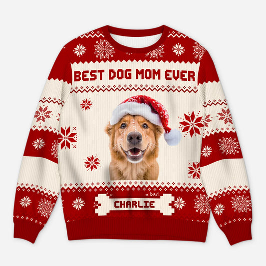 5643WUS1 personalized dog mom gifts photo ugly christmas sweater 5643WTHAC