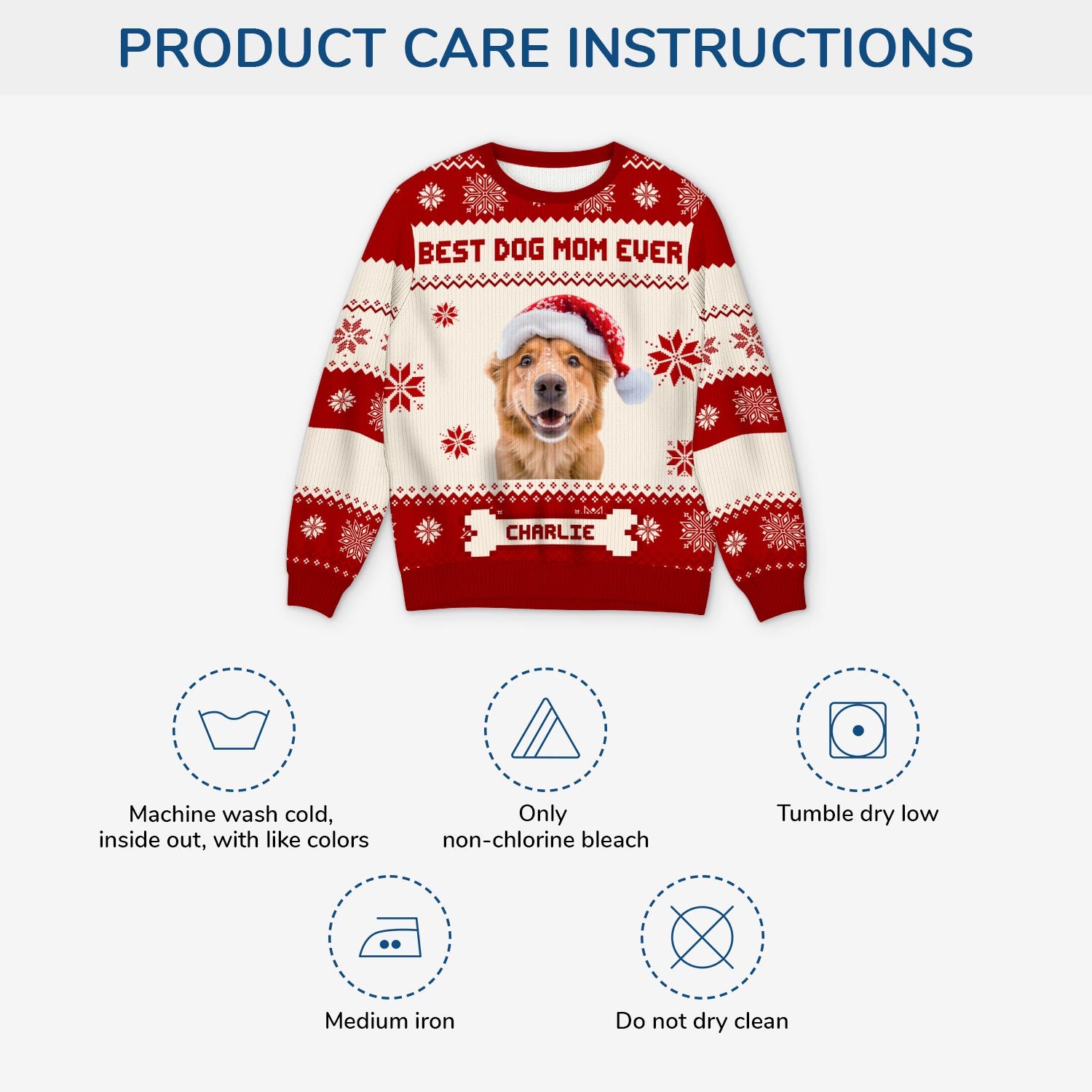 5643WUS4 personalized dog mom gifts photo ugly christmas sweater 5643WTHAC