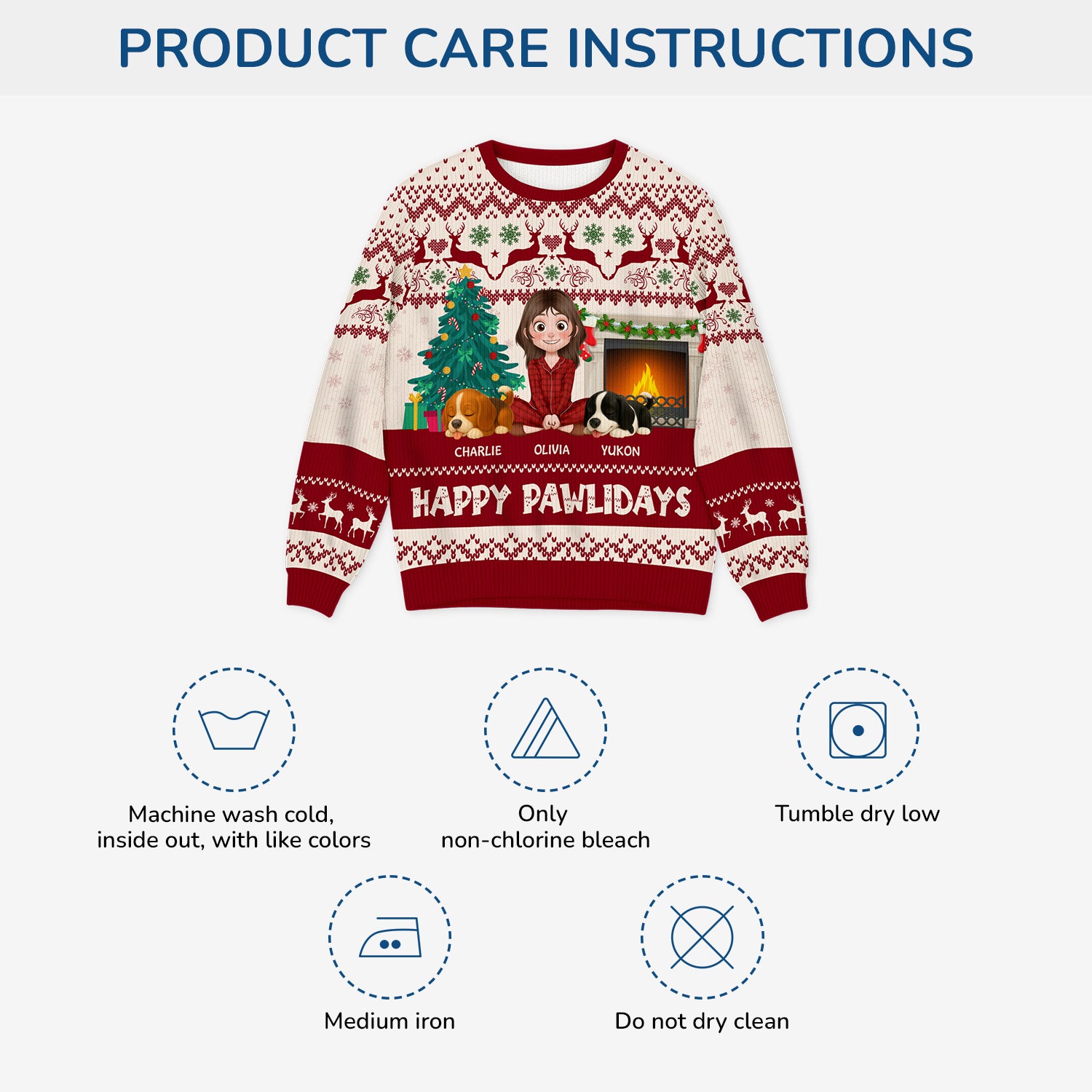 5644WUS4 personalized dog gifts happy pawlidays ugly christmas sweater 5644WTLNC