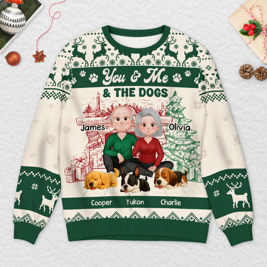 5646WUS2 custom dog ugly christmas sweater matching couple sweaters_ 5646WTMMC