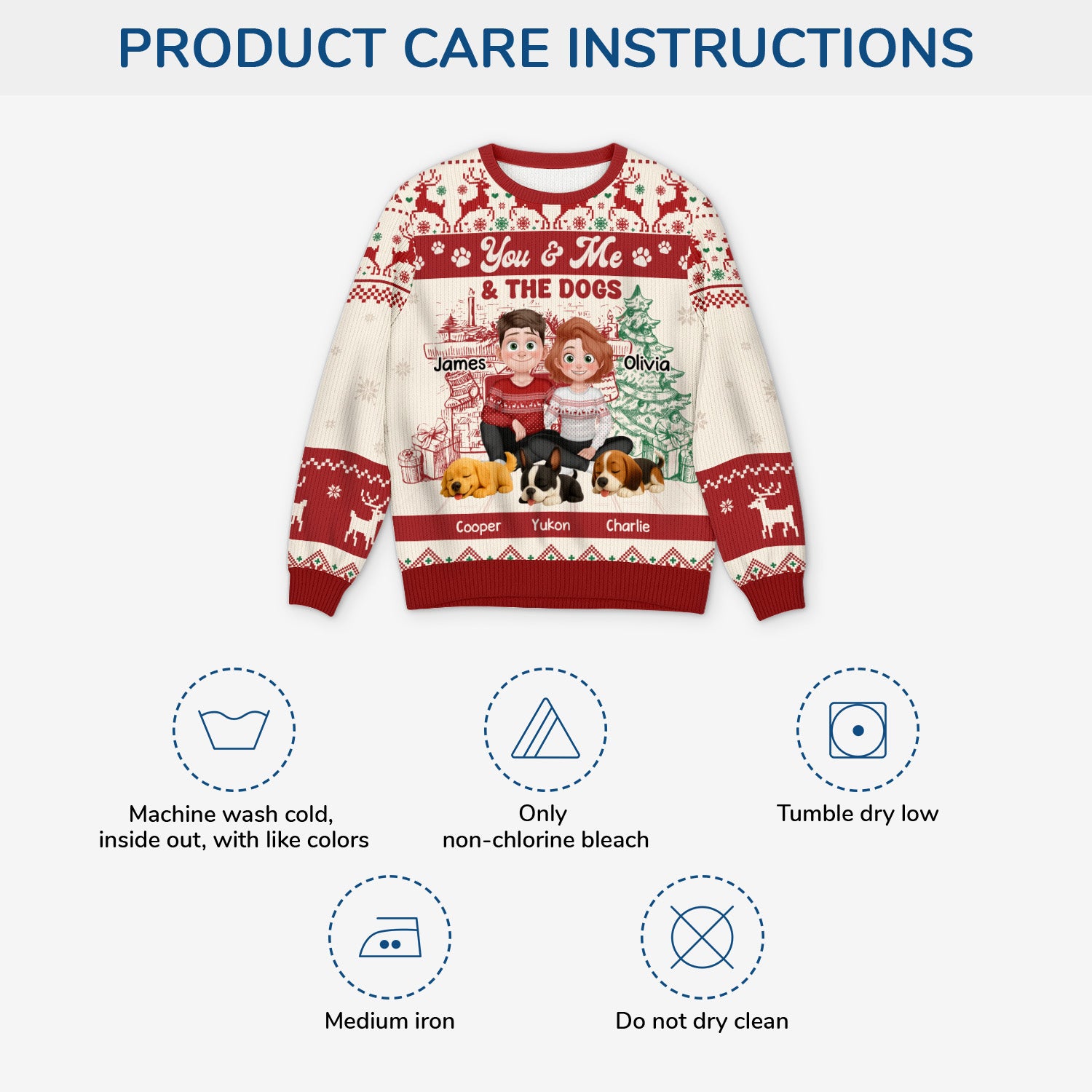 5646WUS4 custom dog ugly christmas sweater matching couple sweaters_ 5646WTMMC