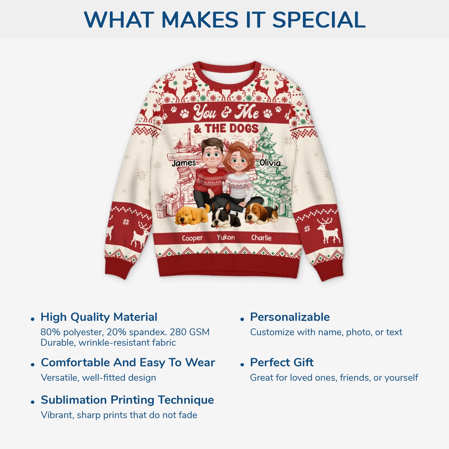 5646WUS51 custom dog ugly christmas sweater matching couple sweaters_ 5646WTMMC