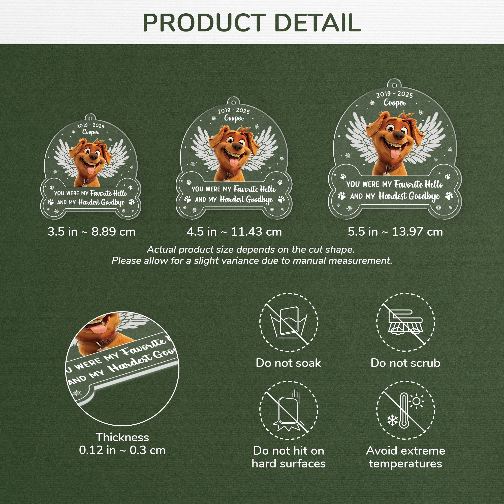 5647OUS3 personalized dog memorial gifts acrylic photo ornament 5647OKYZC