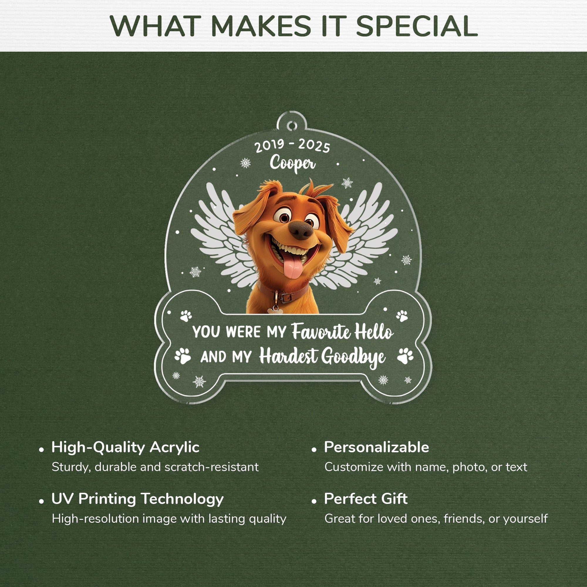 5647OUS4 personalized dog memorial gifts acrylic photo ornament 5647OKYZC