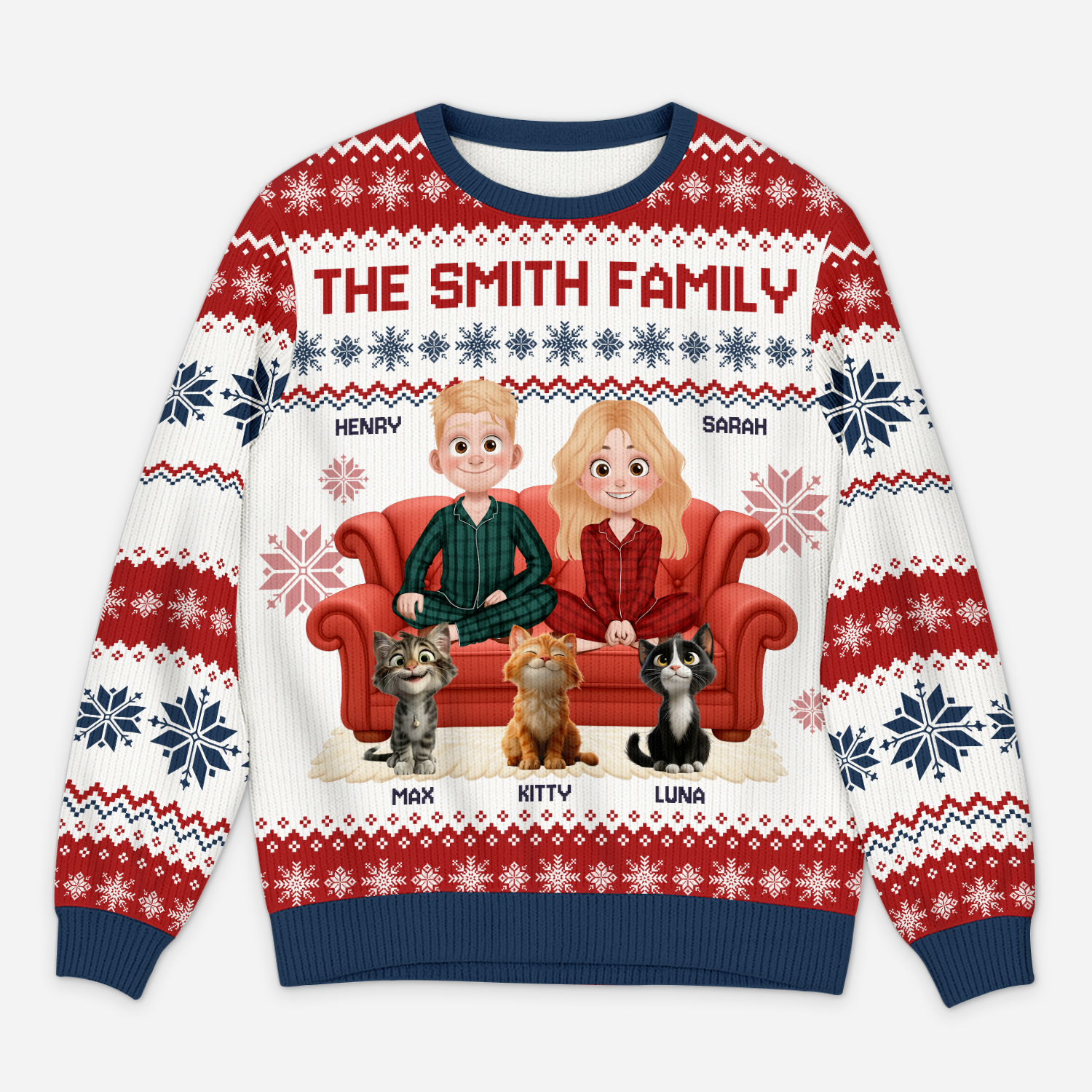 5649WUS1 custom family gifts family with cat ugly christmas sweater 5649W8HZD