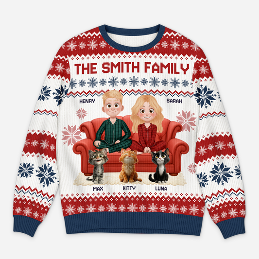 5649WUS1 custom family gifts family with cat ugly christmas sweater 5649W8HZD